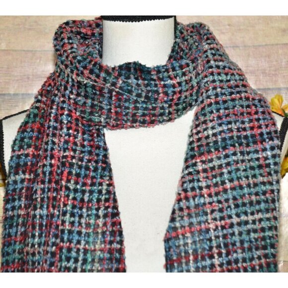 NWT J.Jill Ladies Scarf Black Multi Color Wide Wrap 20" X 70" - Picture 2 of 9